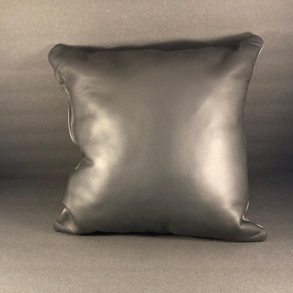 Leather Gray Triad Line Throw pillow